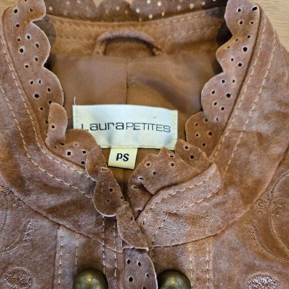 Vintage Vibe Brown Suede Genuine Leather jacket Small Petite - Picture 8 of 10